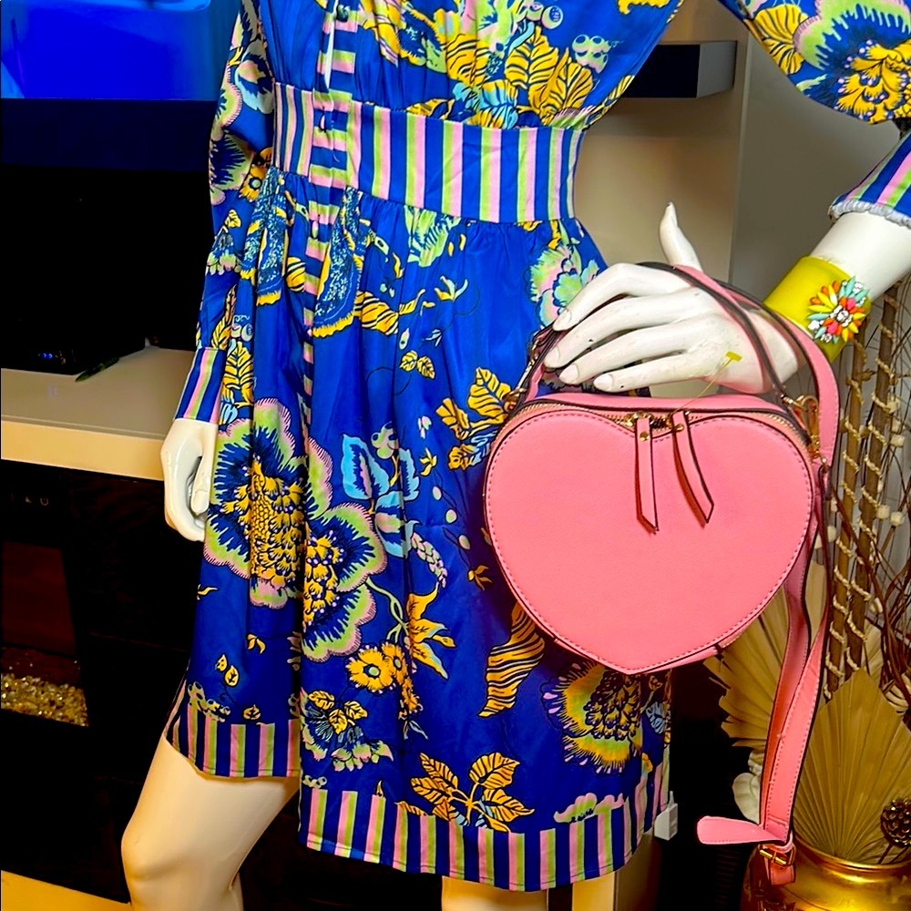 Floral Blue Dress with Pink Accents - Picture 8 of 11